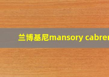 兰博基尼mansory cabrera